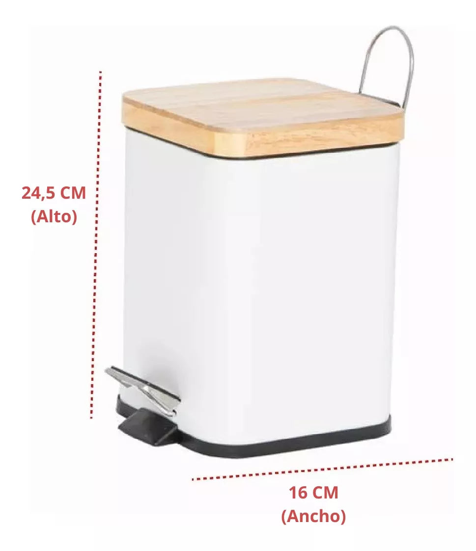 Cesto cuadrado con tapa de madera 3 litros