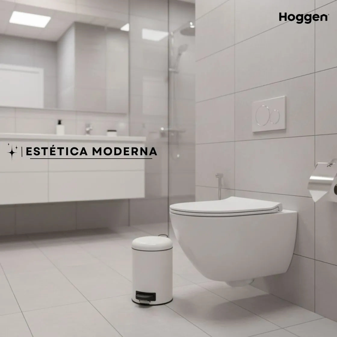 Cesto de Basura Redondo Acero Inoxidable Blanco 3 Lts