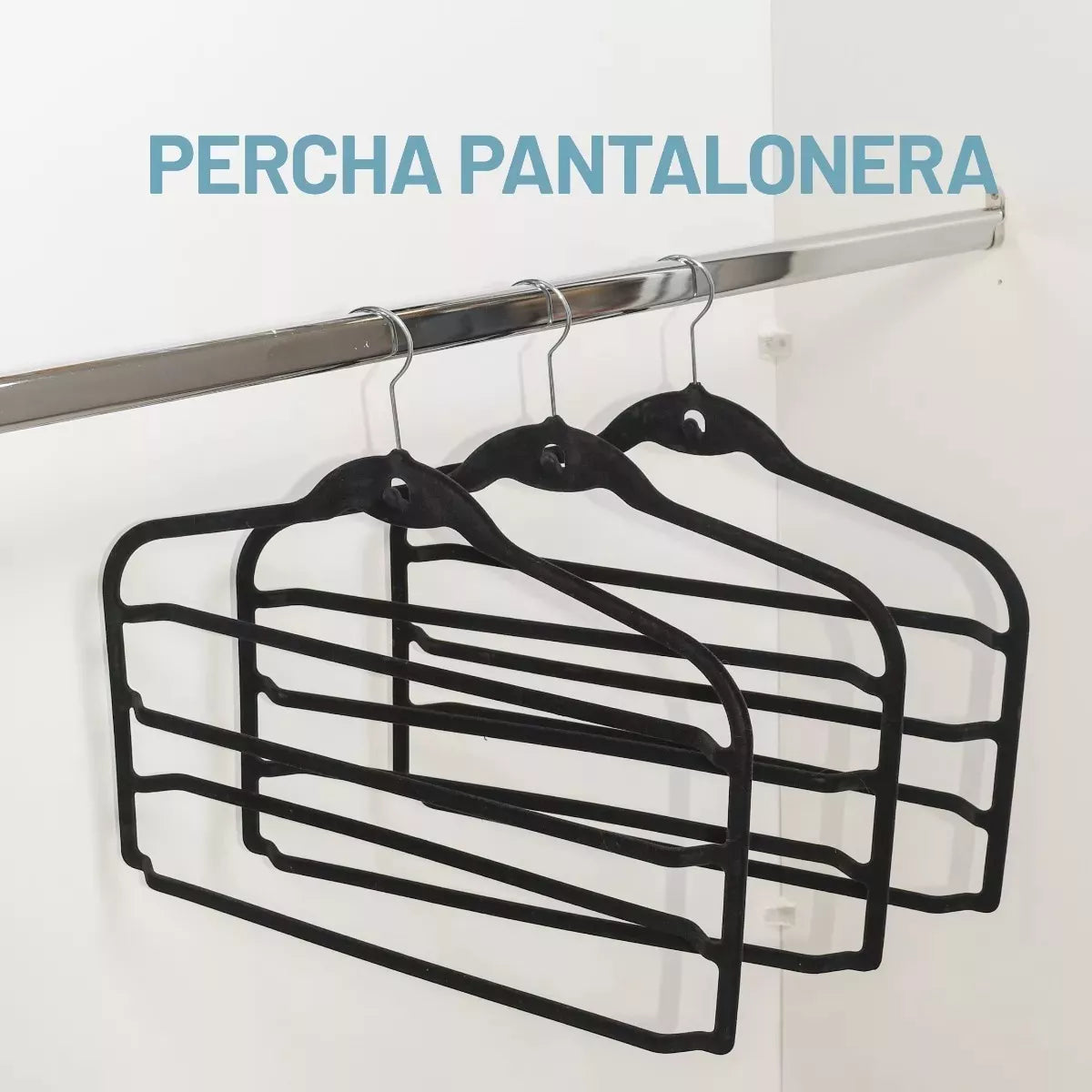 Percha terciopelo pantalonera negra