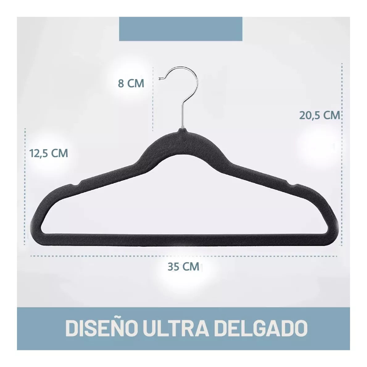 Perchas de Terciopelo Negra para Niños x 10 Unidades