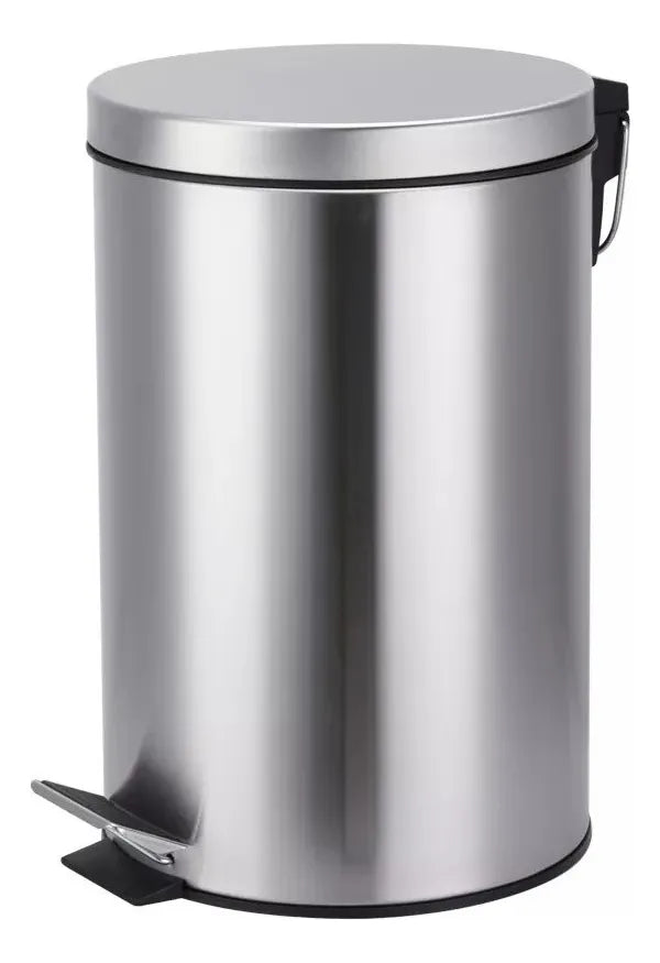 Papelera Con Pedal 12 Lts Acero Inox. Color Gris