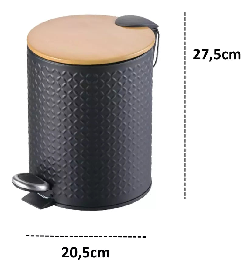 Cesto de basura texturado color negro de 5 litros
