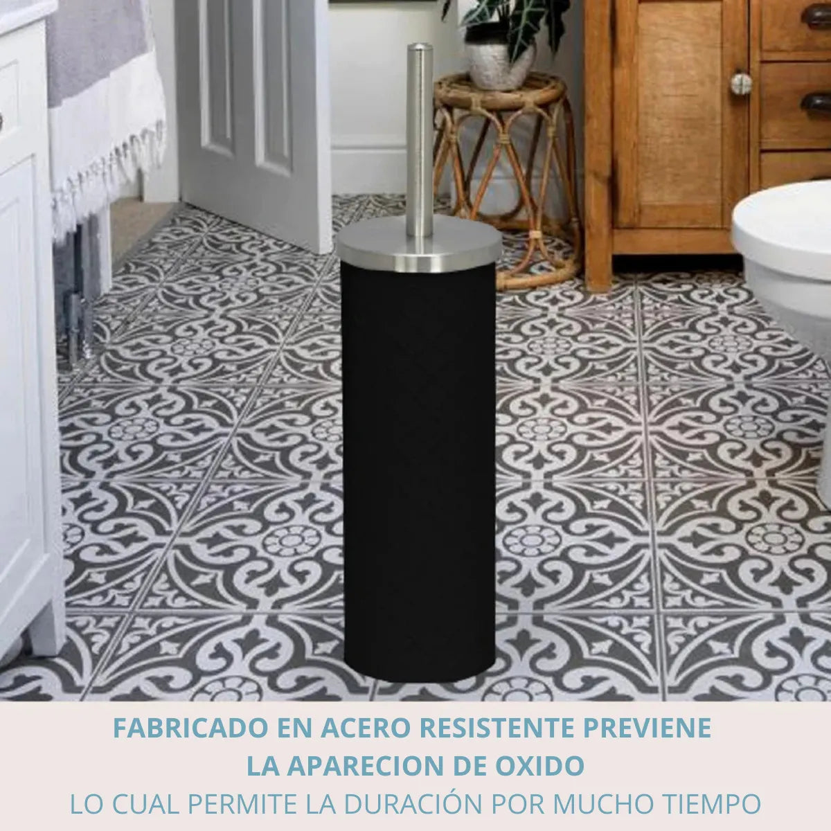 Tacho De Basura Basurero Pedal 5lts + Escobilla Baño Set Negro