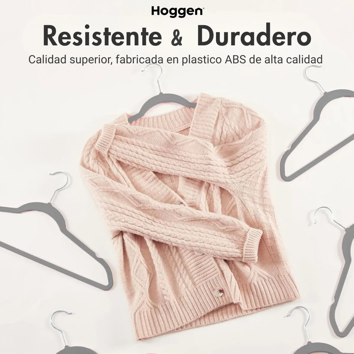 Perchas Terciopelo Adultos Antideslizante Gris X 20 Unidades