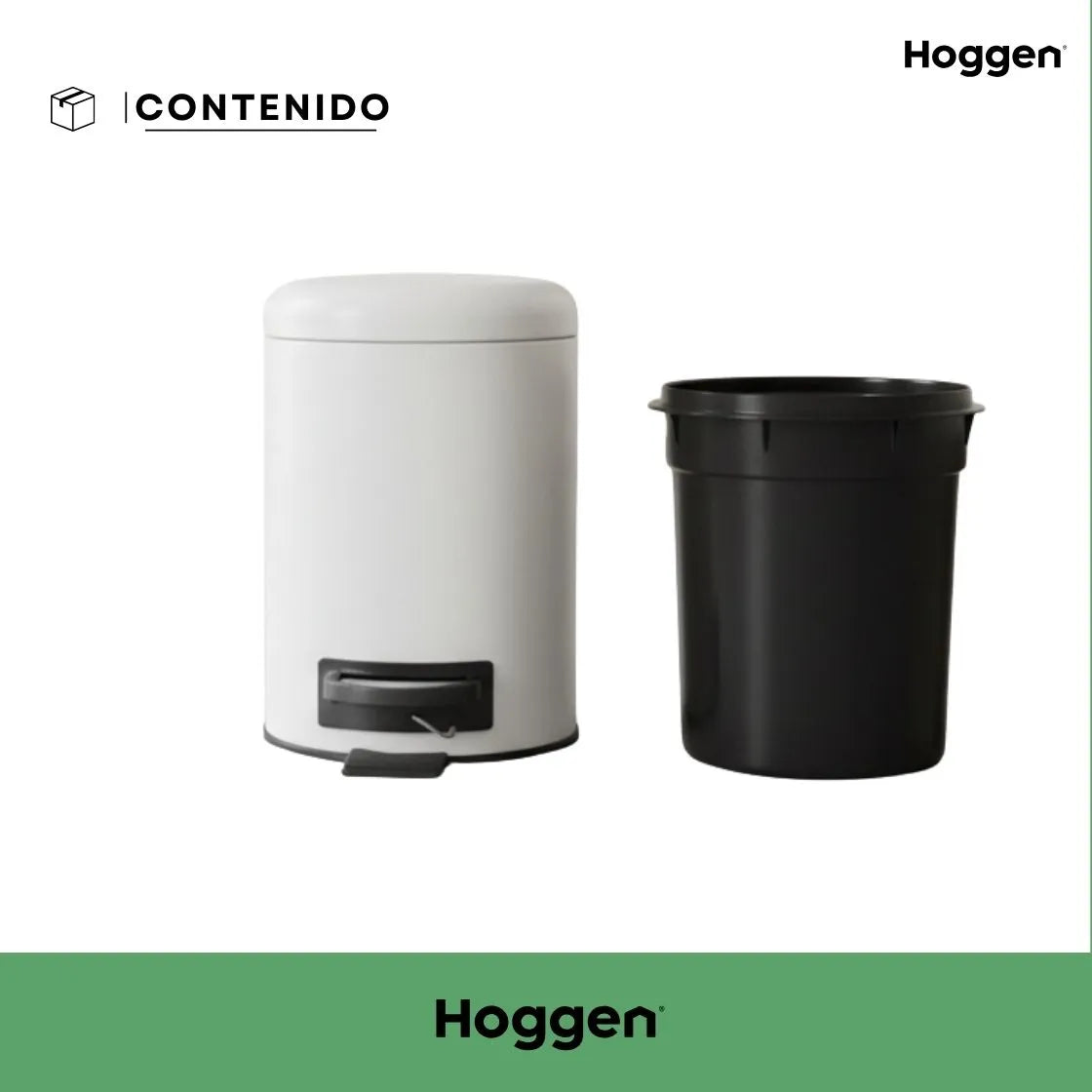 Cesto de Basura Redondo Acero Inoxidable Blanco 3 Lts