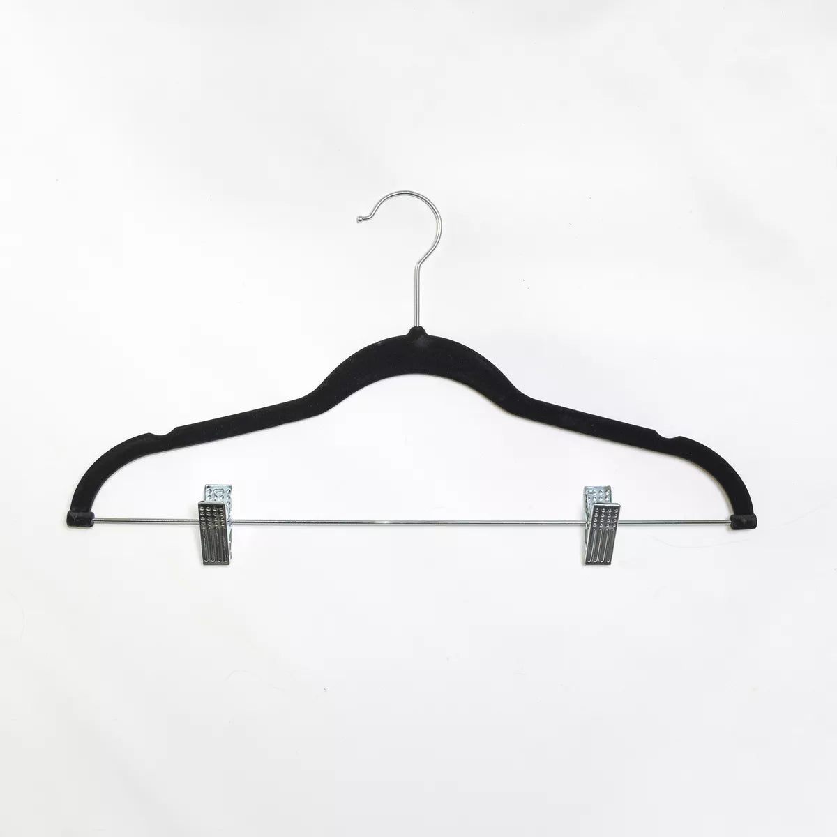 Perchas terciopelo adultos negra con clip x 10 unidades