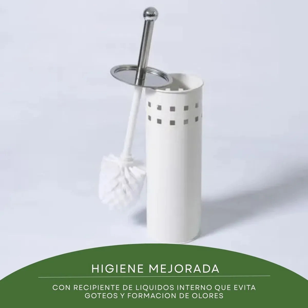 Escobilla Redonda con Agujeros Superior Blanca de Acero Inoxidable