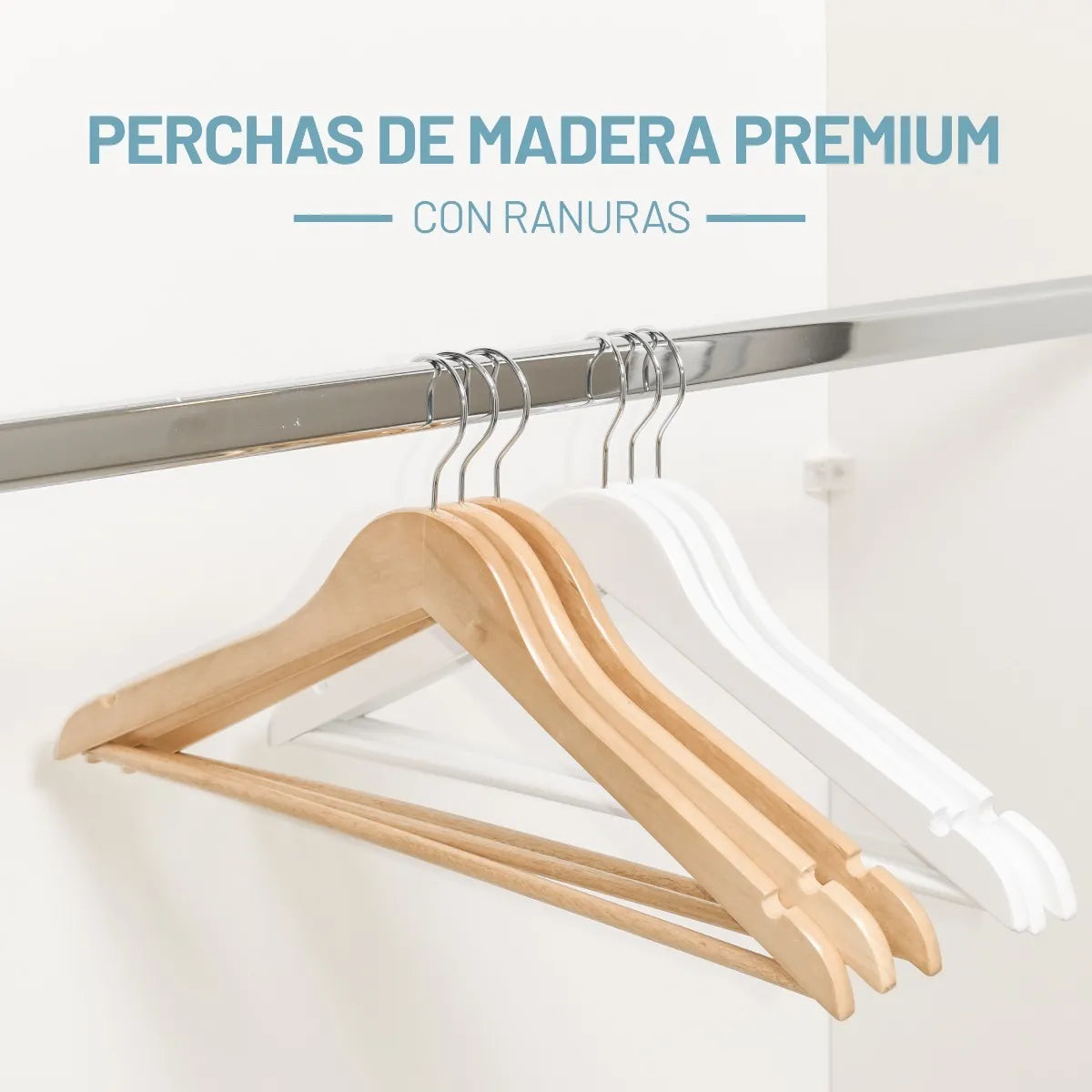 Perchas de Madera Natural x 20 Unidades