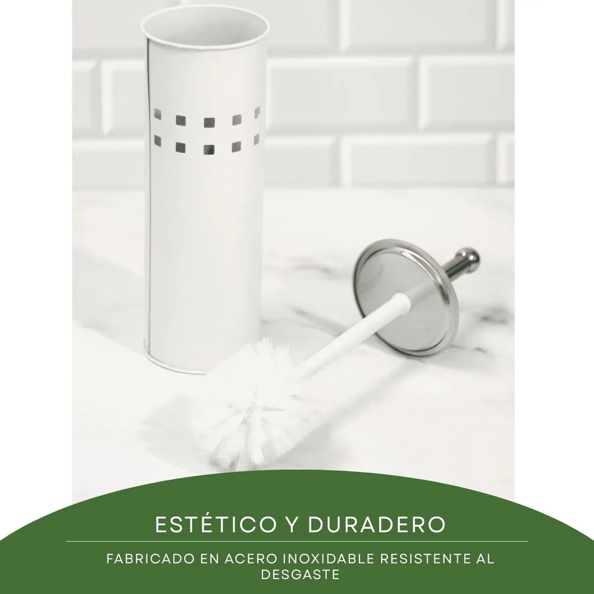 Escobilla Redonda con Agujeros Superior Blanca de Acero Inoxidable