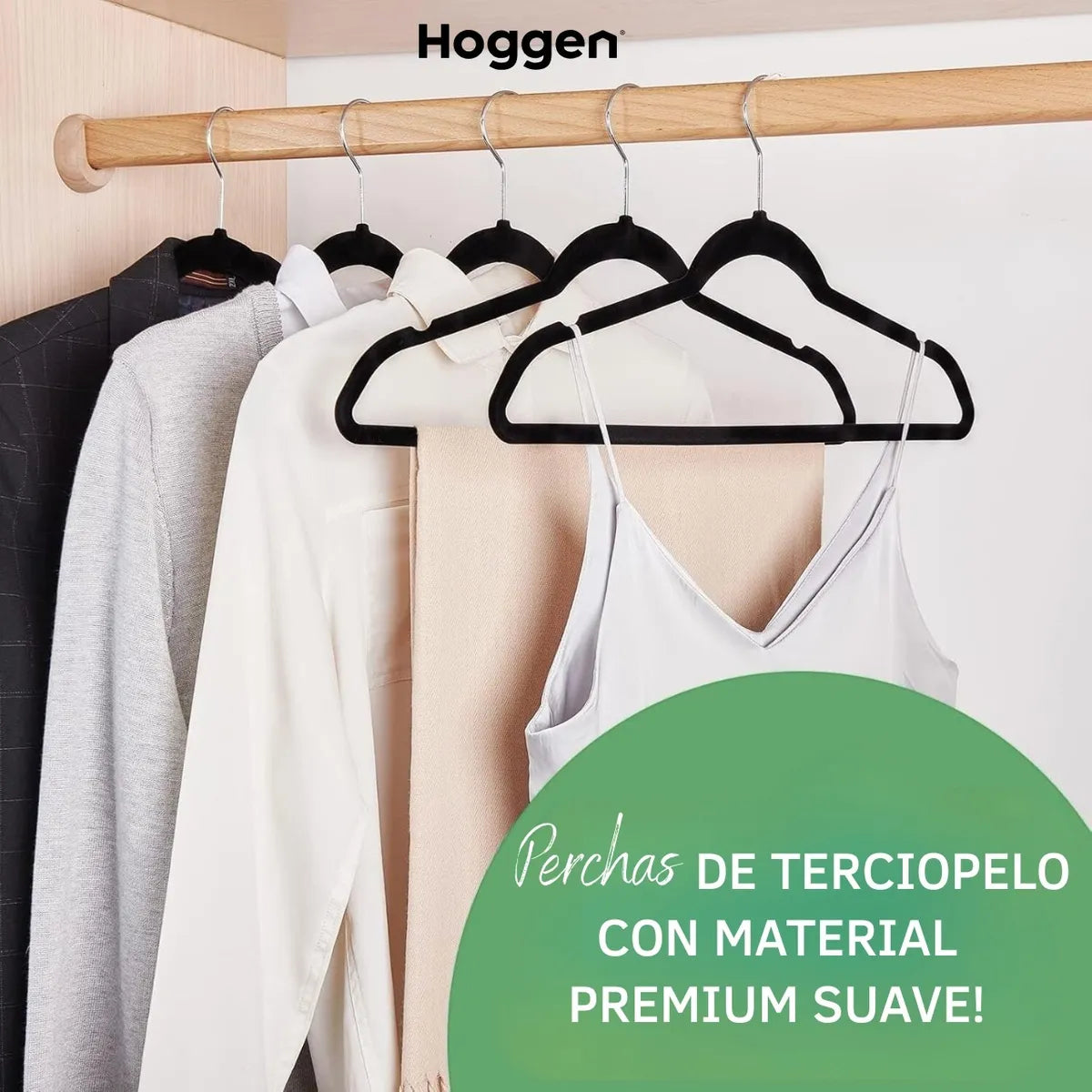 Perchas Terciopelo Adultos Antideslizante Negras X 10 Unidades