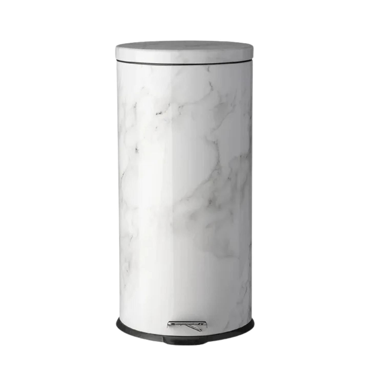 Papelera Tacho De Basura Pedal Baño Simil Marmol 30 Lts Blanco