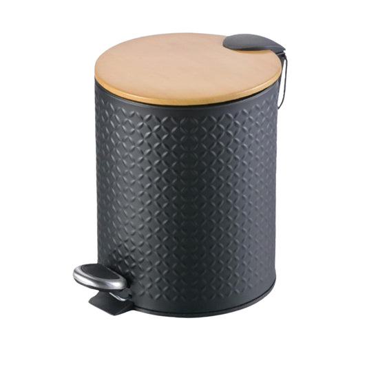 Cesto de basura texturado color negro de 5 litros