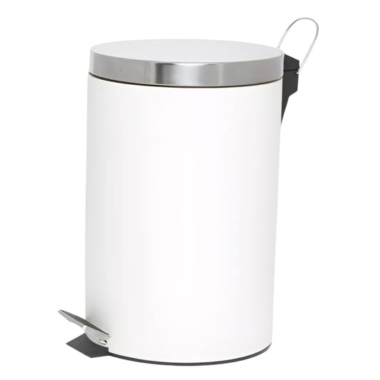 Cesto Basura Tacho Pedal Blanco Tapa Acero Inoxidable 5 Lts