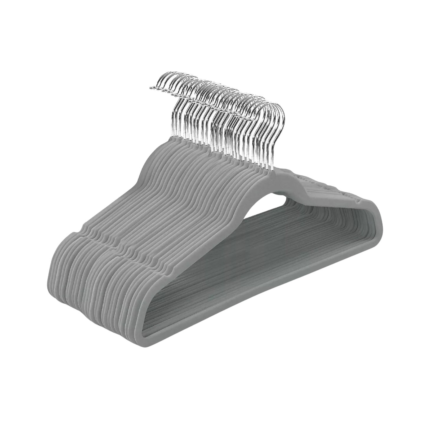 Perchas Terciopelo Adultos Antideslizante Gris X 20 Unidades
