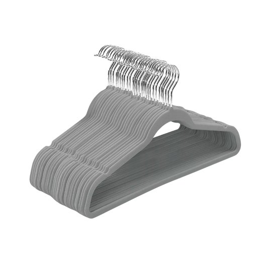 Perchas Terciopelo Adultos Antideslizante Gris X 20 Unidades