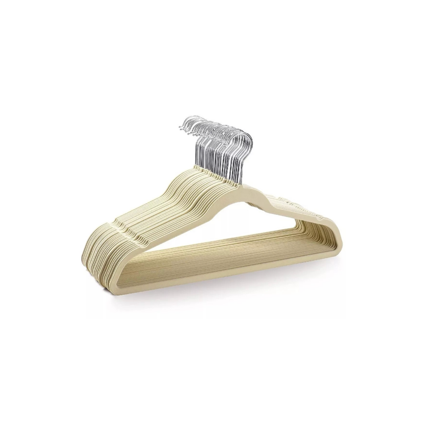 Perchas Terciopelo Adultos Antideslizante Beige X 20 Unidades