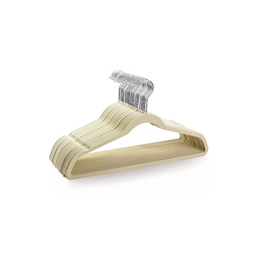 Perchas Terciopelo Adultos Antideslizante Beige X 20 Unidades