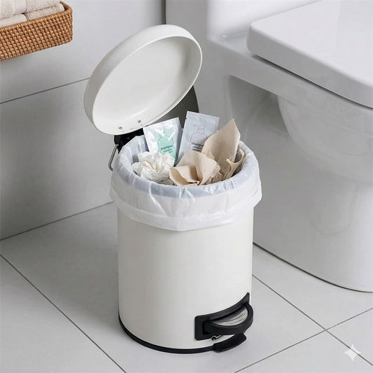Cesto de Basura Redondo Acero Inoxidable Blanco 3 Lts