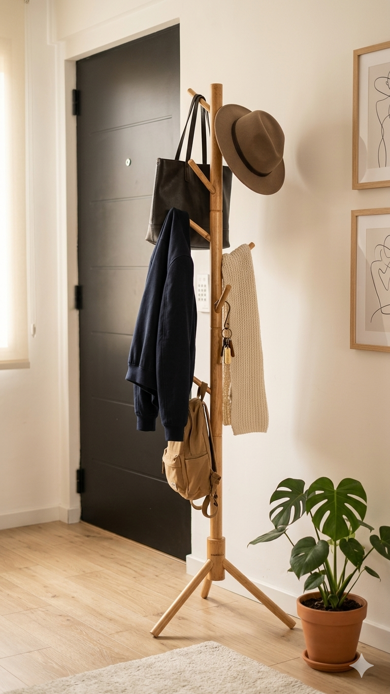 Perchero de Pie Madera Natural Moderno Nórdico Premium
