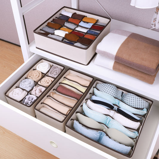 Set de Organizador De Ropa Interior Y Divisor De Cajones Set De 4 Color Beige