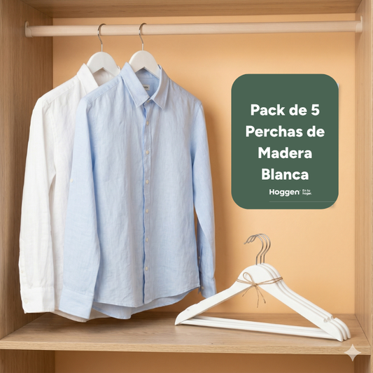 Perchas de Madera Blanca x 5 Unidades