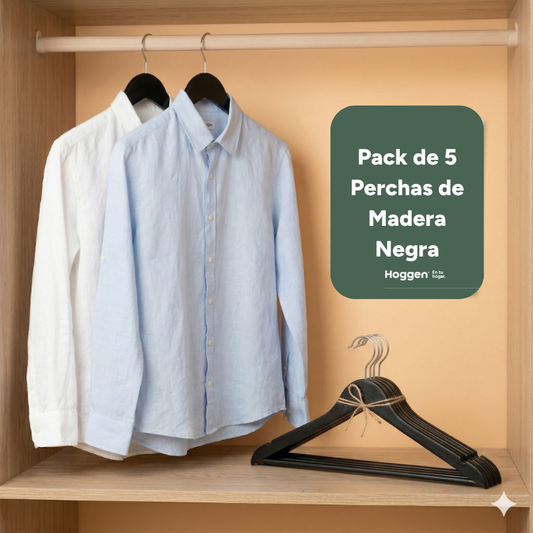 Perchas de Madera Negra x 5 Unidades