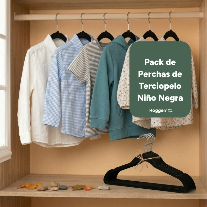 Perchas de Terciopelo Negra para Niños x 10 Unidades