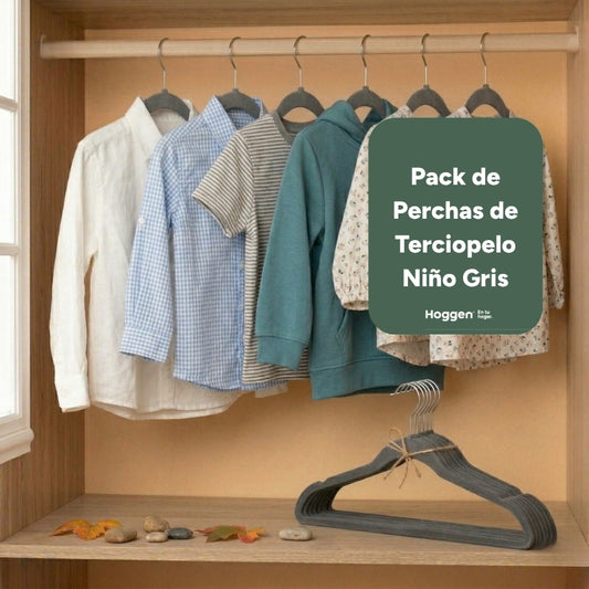 Perchas de Terciopelo Gris para Niños X 10 Unidades