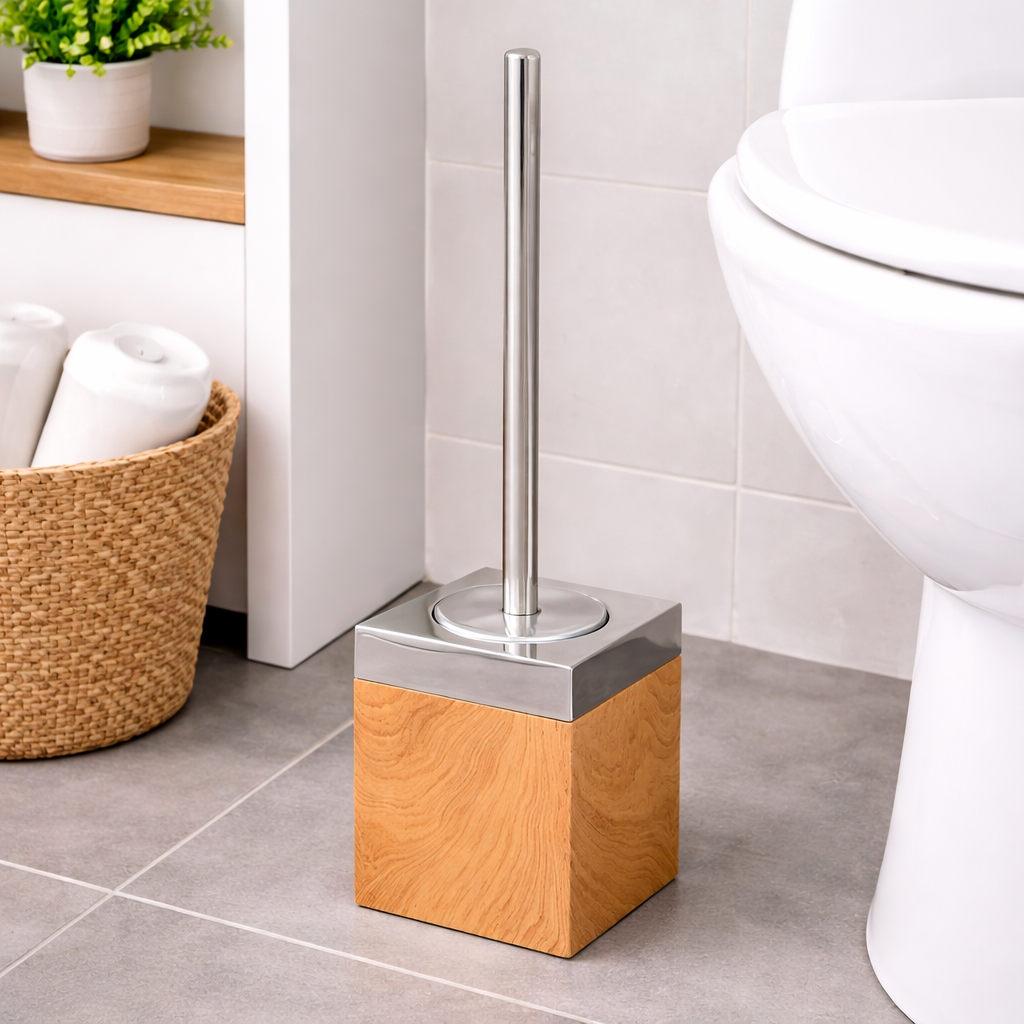 Escobilla Base Cuadrada Simil Madera con Acero Inoxidable