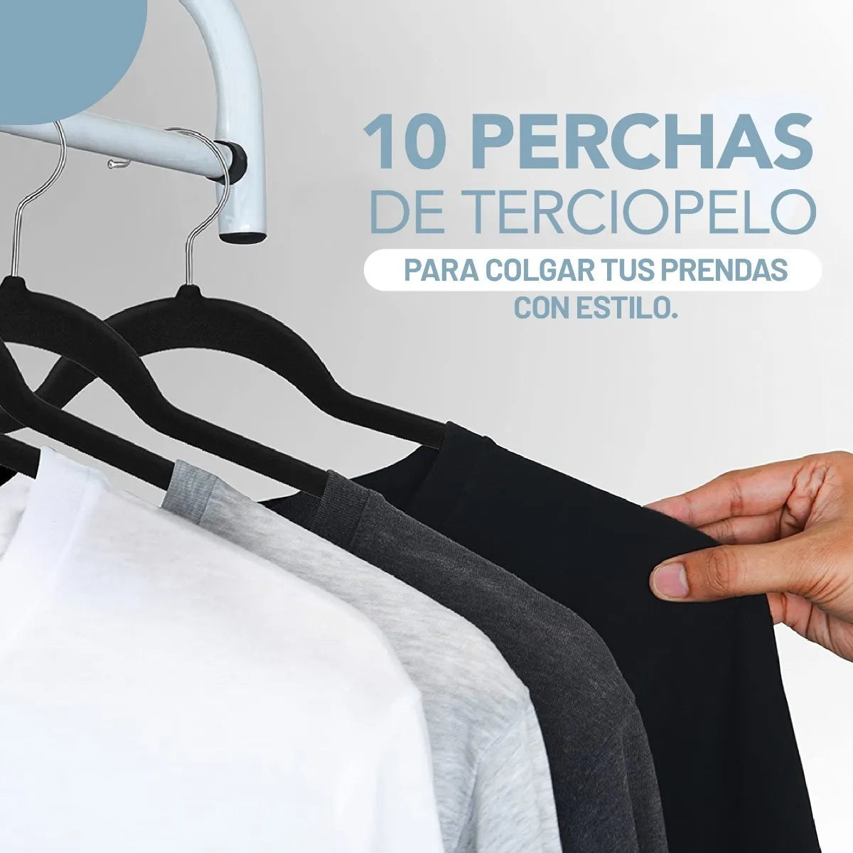 Perchas Terciopelo Adultos Antideslizante Negras X 10 Unidades