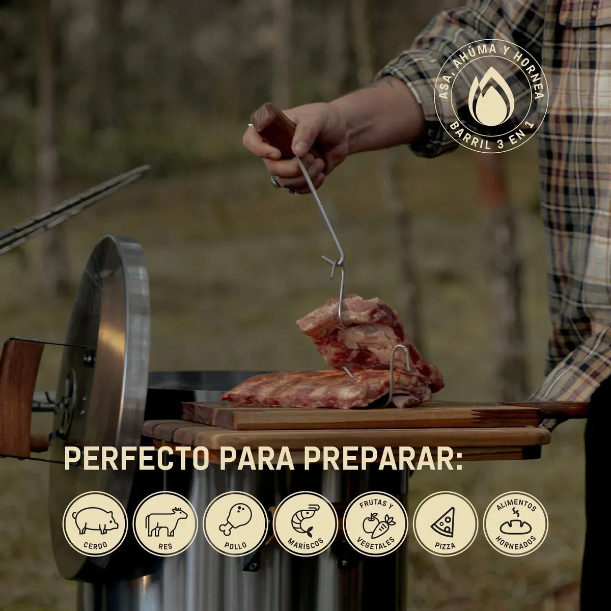 Asador Ahumador Barril Mediano Premium